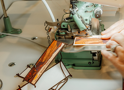 hat patches being created with a machine